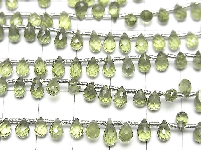 [Video]High Quality Green Apatite AAA Drop Faceted Briolette [Light color] half or 1strand beads (aprx.7inch/18cm)