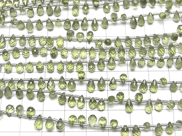 [Video]High Quality Green Apatite AAA Drop Faceted Briolette [Light color] half or 1strand beads (aprx.7inch/18cm)