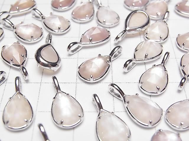 Pink Shell x Crystal AAA Bezel Setting Faceted Pear Shape 12x8mm Silver925 1pc