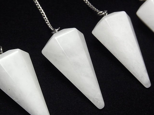 [Video] White Jade Pendulum 36x20x20mm with chain 1pc