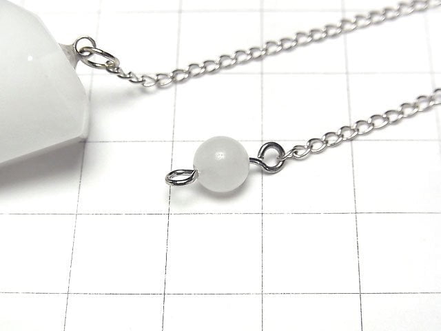 [Video] White Jade Pendulum 36x20x20mm with chain 1pc