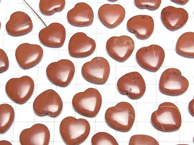 [Video] Red Jasper Half Drilled Hole Heart 14.5x15x5mm 2pcs