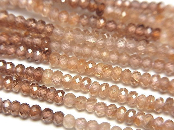 [Video]High Quality! Natural Brown Zircon AAA- Faceted Button Roundel half or 1strand beads (aprx.13inch/32cm)