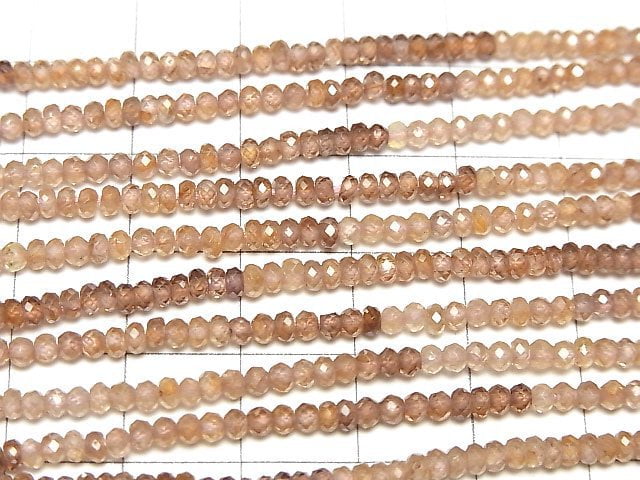 [Video]High Quality! Natural Brown Zircon AAA- Faceted Button Rondelle half or 1strand beads (aprx.13inch/32cm)