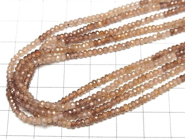 [Video]High Quality! Natural Brown Zircon AAA- Faceted Button Roundel half or 1strand beads (aprx.13inch/32cm)