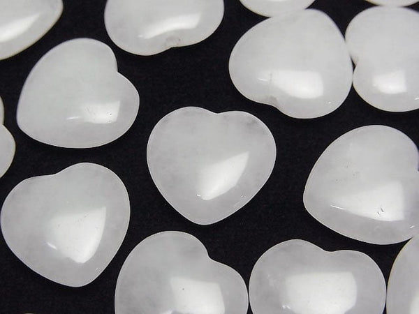 [Video] White Jade Half Drilled Hole Heart 14.5x15x4.5mm 2pcs