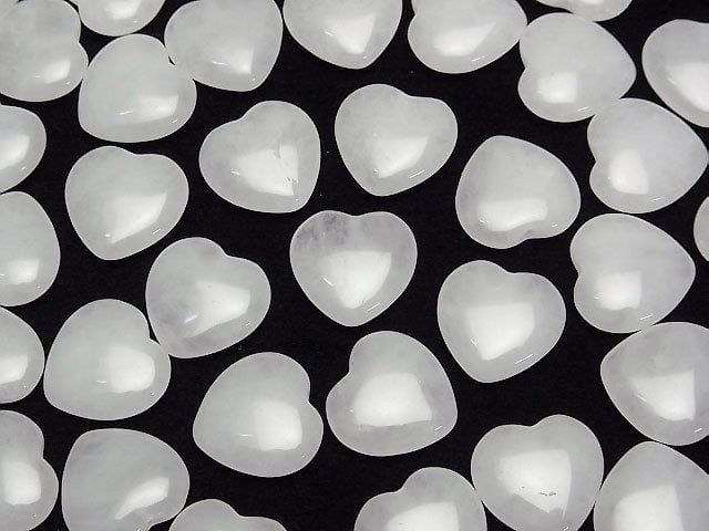 [Video] White Jade Half Drilled Hole Heart 14.5x15x4.5mm 2pcs