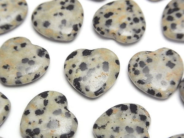 [Video] Dalmatian Jasper Half Drilled Hole Heart 15x15x4.5mm 2pcs