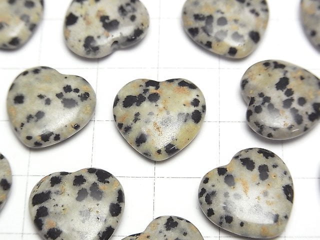 [Video] Dalmatian Jasper Half Drilled Hole Heart 15x15x4.5mm 2pcs