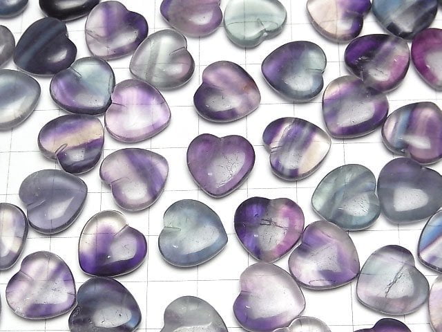 [Video] Multicolor Fluorite AA Half Drilled Hole Heart 14x14.5x5.5mm 2pcs