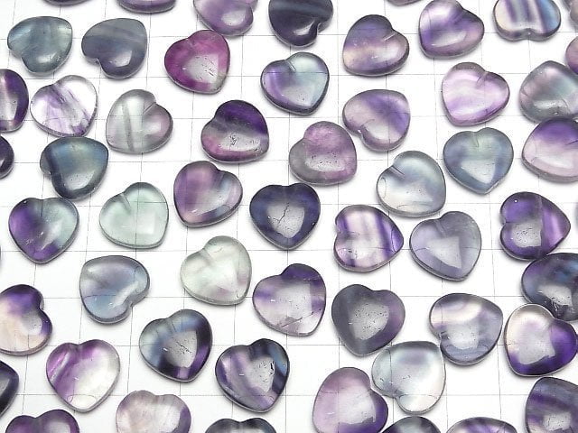 [Video] Multicolor Fluorite AA Half Drilled Hole Heart 14x14.5x5.5mm 2pcs