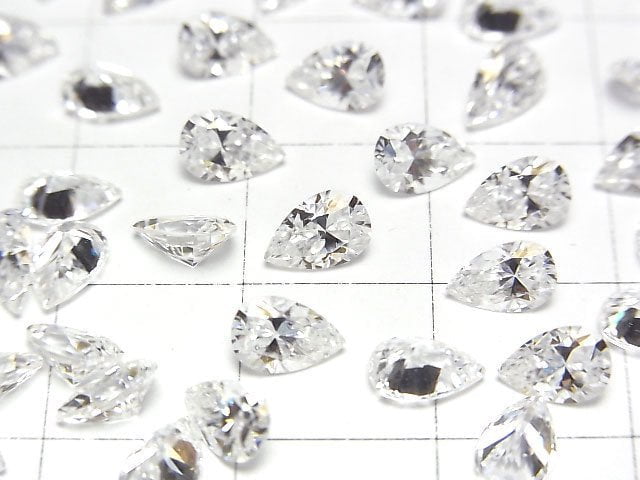 [Video] Moissanite AAA Loose stone Pear shape Faceted 6x4mm [Clear] 2pcs