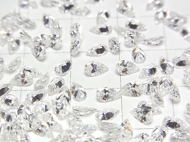 [Video] Moissanite AAA Loose stone Pear shape Faceted 5x3mm [Clear] 3pcs