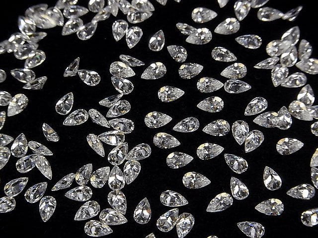 [Video] Moissanite AAA Loose stone Pear shape Faceted 5x3mm [Clear] 3pcs