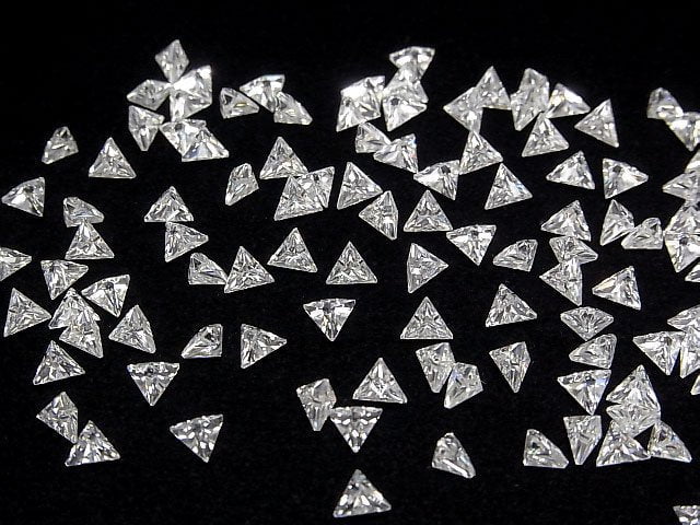 [Video] Moissanite AAA Loose stone Triangle Faceted 4x4mm [Clear] 2pcs