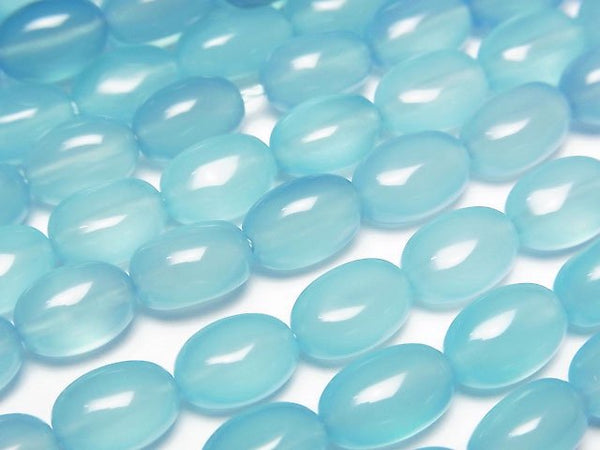 [Video] Sea Blue Chalcedony AAA Oval 10x7mm half or 1strand beads (aprx.15inch/38cm)