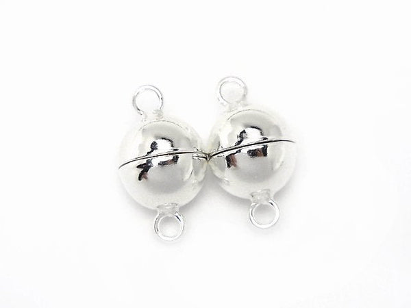 Silver925 Magnetic Clasp Round 6mm,8mm No coating 1pair