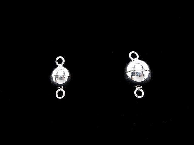 Silver925 Magnetic Clasp Round 6mm,8mm No coating 1pair