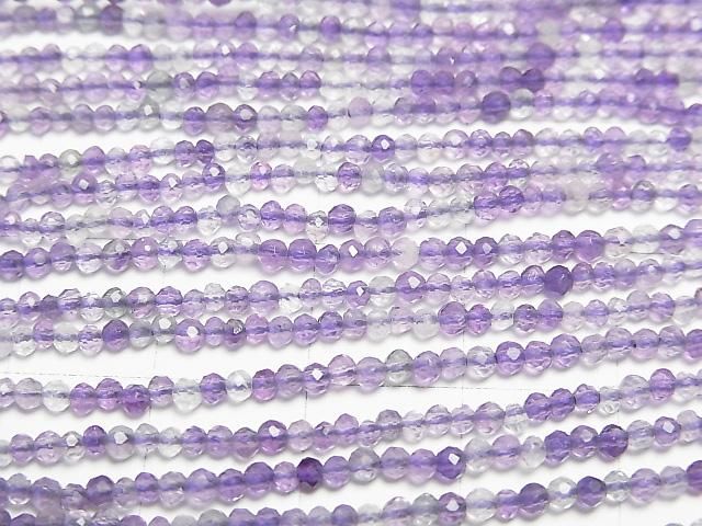 [Video] High Quality! Purple Fluorite AAA-Faceted Round 2mm 1-strand beads (approx. 15 inches/37 cm)