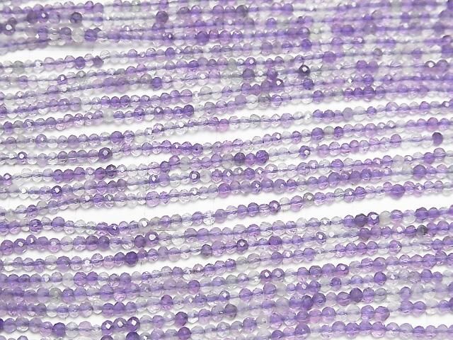 [Video] High Quality! Purple Fluorite AAA-Faceted Round 2mm 1-strand beads (approx. 15 inches/37 cm)