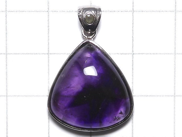 [Video][One of a kind] Phantom Amethyst Moldavite Pendant Silver925 NO.13