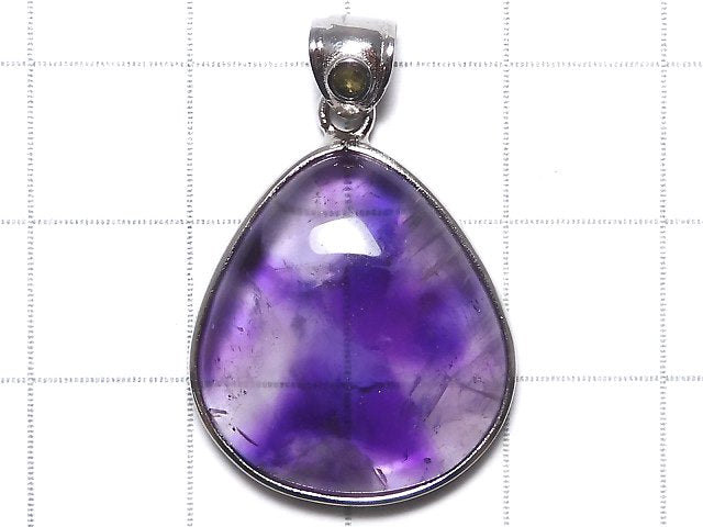 [Video][One of a kind] Phantom Amethyst Moldavite Pendant Silver925 NO.18