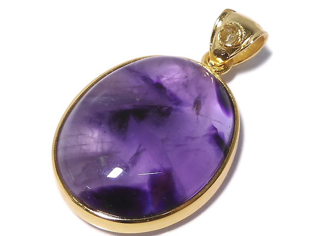 [Video][One of a kind] Phantom Amethyst Moldavite Pendant 18KGP NO.24