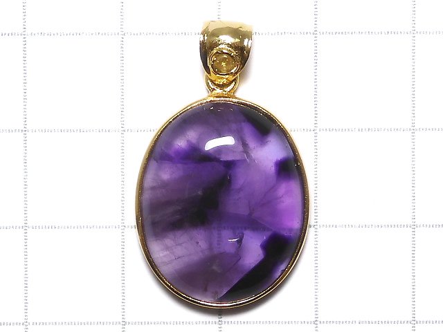 [Video][One of a kind] Phantom Amethyst Moldavite Pendant 18KGP NO.24