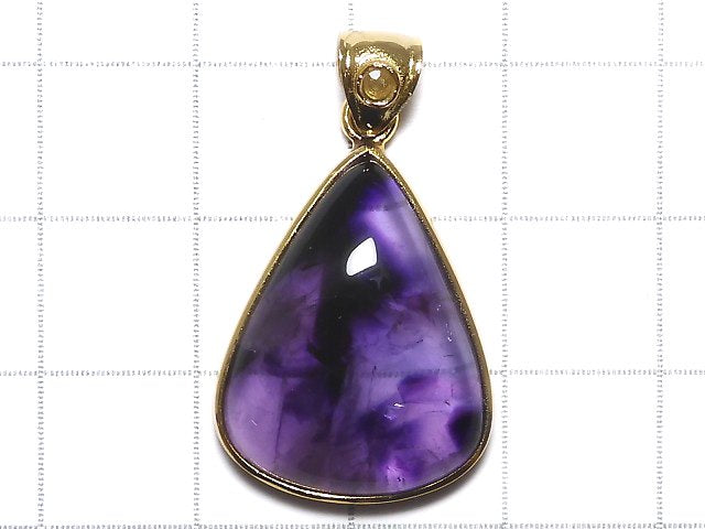 [Video][One of a kind] Phantom Amethyst Moldavite Pendant 18KGP NO.27