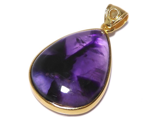 [Video][One of a kind] Phantom Amethyst Moldavite Pendant 18KGP NO.28