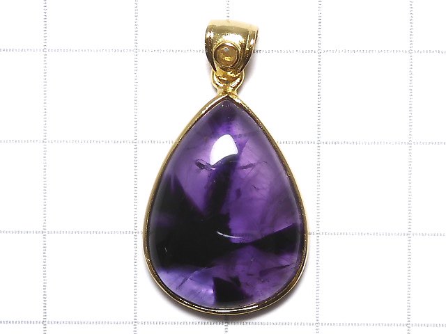 [Video][One of a kind] Phantom Amethyst Moldavite Pendant 18KGP NO.28