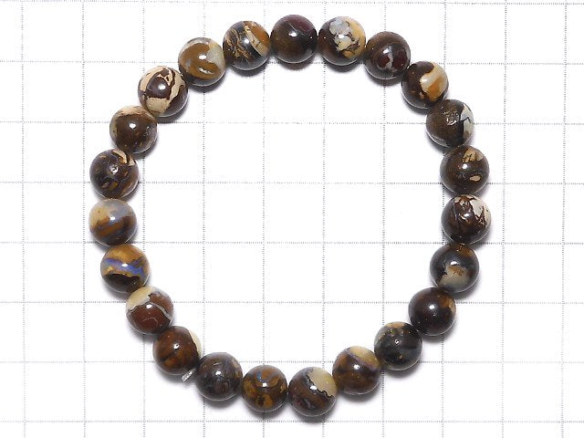 [Video][One of a kind] Boulder Opal AA++ Round 8mm Bracelet NO.104