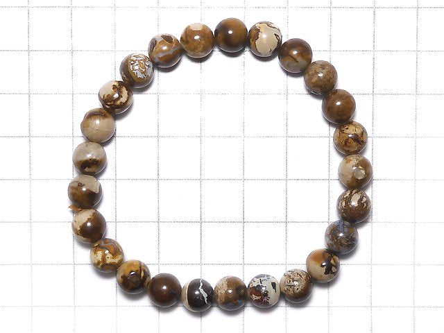 [Video][One of a kind] Boulder Opal AA++ Round 8mm Bracelet NO.105