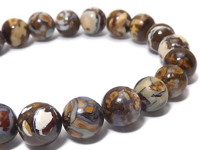 [Video][One of a kind] Boulder Opal AA++ Round 9mm Bracelet NO.108