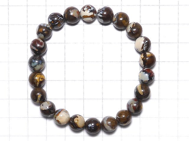 [Video][One of a kind] Boulder Opal AA++ Round 8.5mm Bracelet NO.109