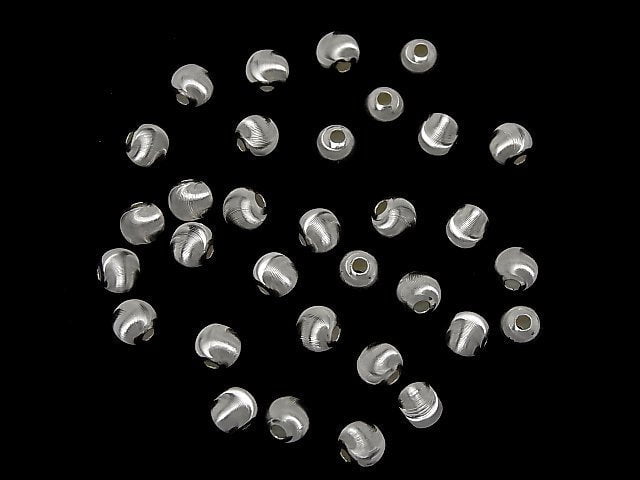 Silver925 Line Carved Round (Cat's Eye beads) [2.5mm][3mm][4mm][6mm][8mm] No coating 2pcs