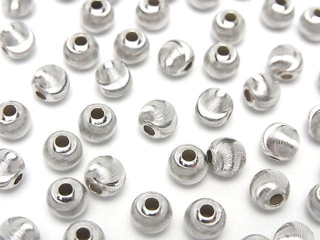 Silver925 Line Carved Round (Cat's Eye beads) [2.5mm][3mm][4mm][6mm][8mm] Rhodium Plated 2pcs