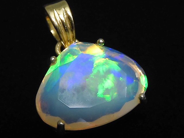 [Video][One of a kind] High Quality Opal AAA Faceted Pendant 18KGP NO.115