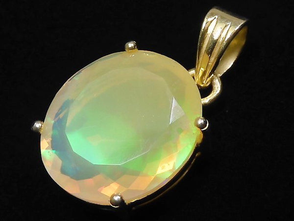 [Video][One of a kind] High Quality Opal AAA Faceted Pendant 18KGP NO.116