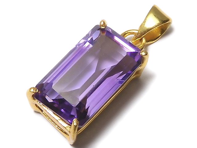 [Video][One of a kind] High Quality Amethyst AAA Faceted Pendant 18KGP NO.149