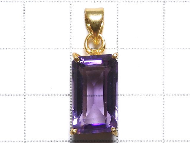 [Video][One of a kind] High Quality Amethyst AAA Faceted Pendant 18KGP NO.149