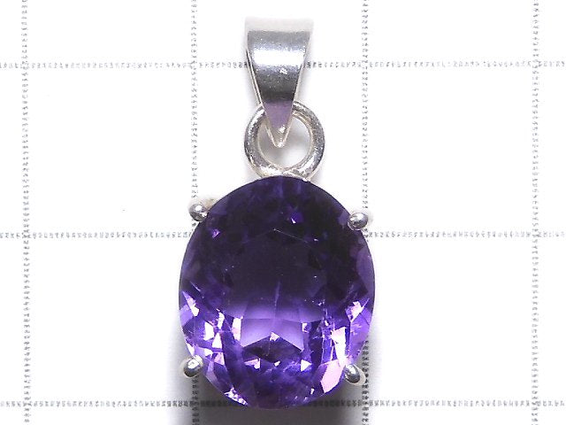 [Video][One of a kind] High Quality Amethyst AAA Faceted Pendant Silver925 NO.151