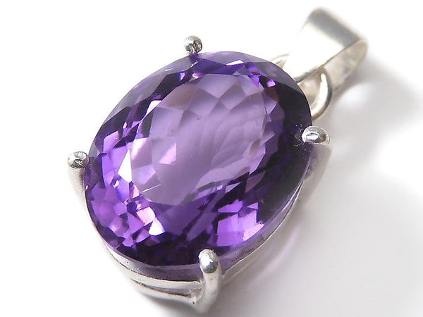 [Video][One of a kind] High Quality Amethyst AAA Faceted Pendant Silver925 NO.152