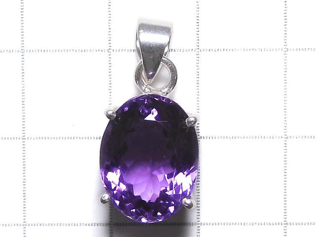 [Video][One of a kind] High Quality Amethyst AAA Faceted Pendant Silver925 NO.152