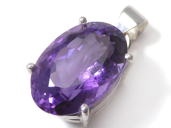 [Video][One of a kind] High Quality Amethyst AAA Faceted Pendant Silver925 NO.153