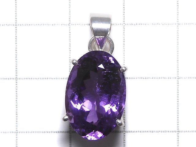 [Video][One of a kind] High Quality Amethyst AAA Faceted Pendant Silver925 NO.153