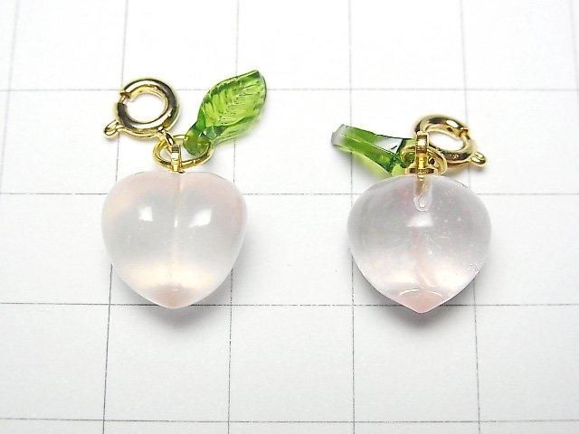 [Video]Rose Quartz AAA- Fruit Charm [Peach] 3pcs