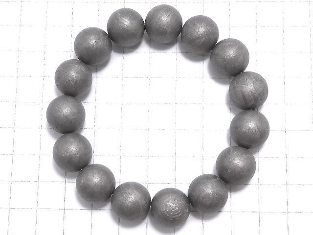 [Video][One of a kind] Meteorite (Muonionalusta) Round 14mm Natural color Bracelet NO.1