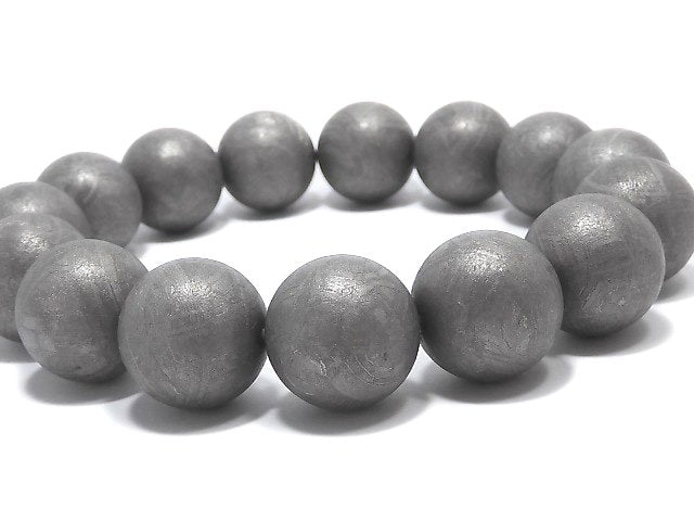 [Video][One of a kind] Meteorite (Muonionalusta) Round 14mm Natural color Bracelet NO.1