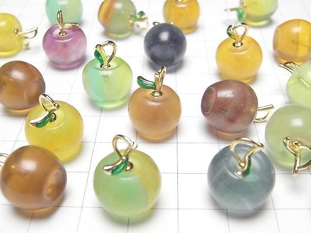[Video] Multicolor Fluorite AAA Fruit Charm [Apple] 5pcs